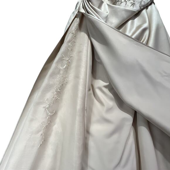 David's Bridal Champagne Beige Wedding Gown Size 18 Altered - Picture 8 of 14